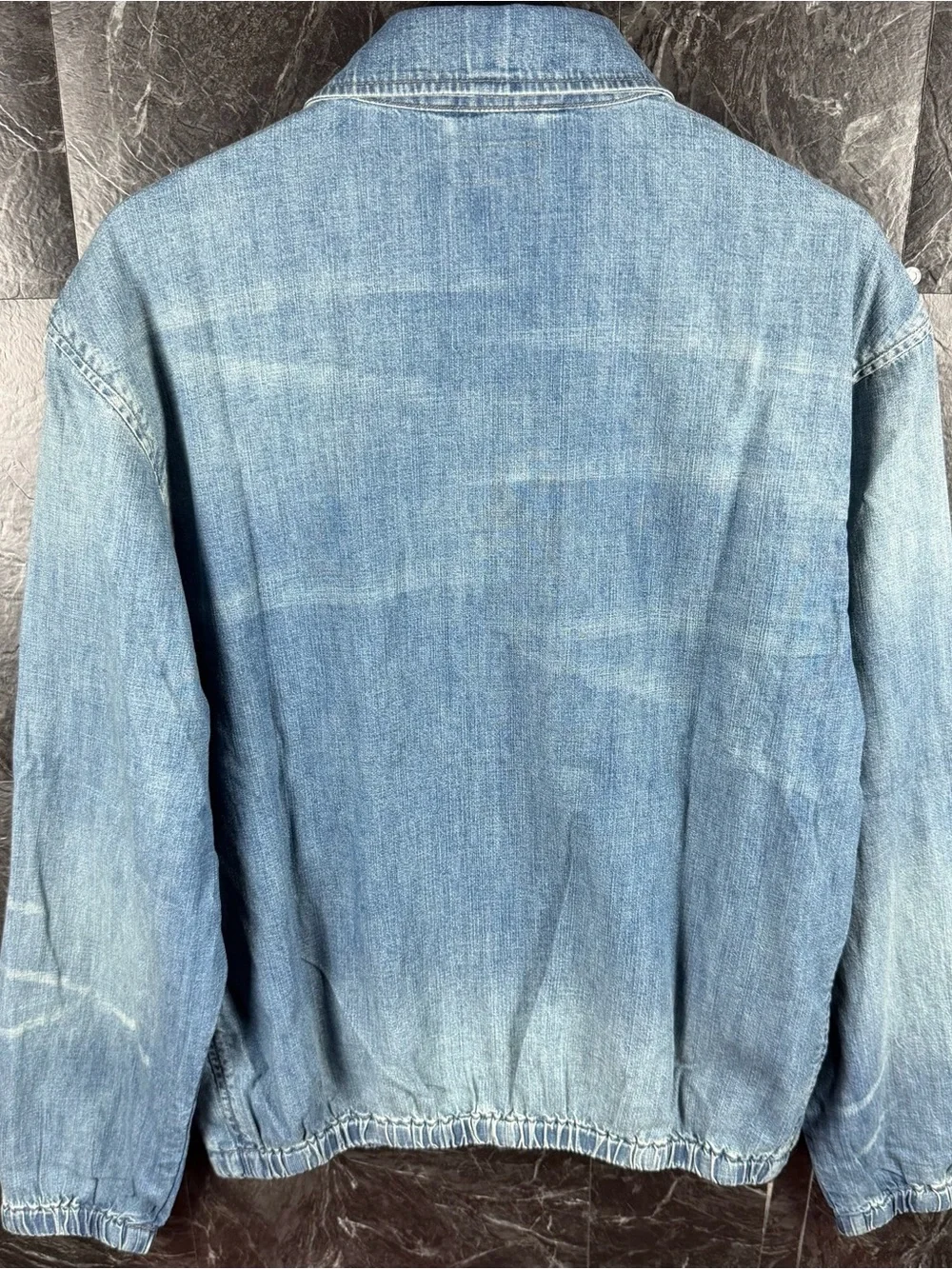 Polo Ralph Lauren Blue Lightweight Faded Vtg Harrington Denim Jacket Large